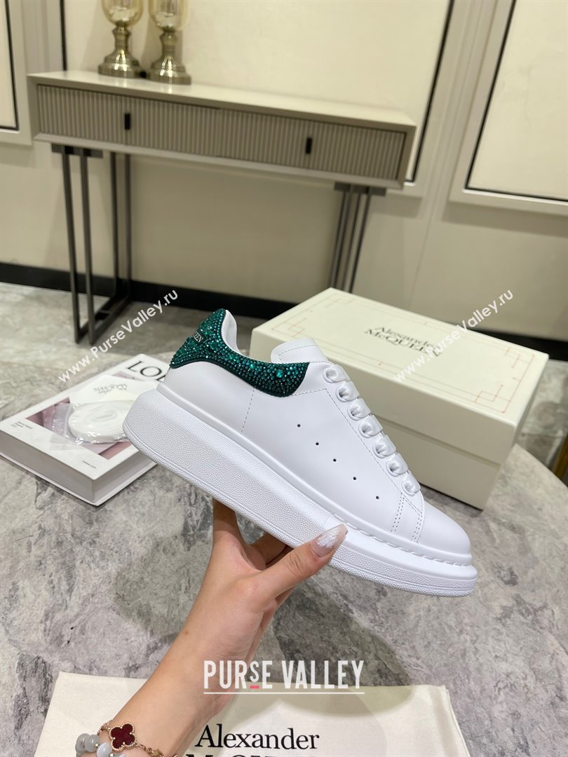Alexander McQueen Womens Oversized Sneaker with crystal-embellishment in White/green 2023 (danni-231019-04)