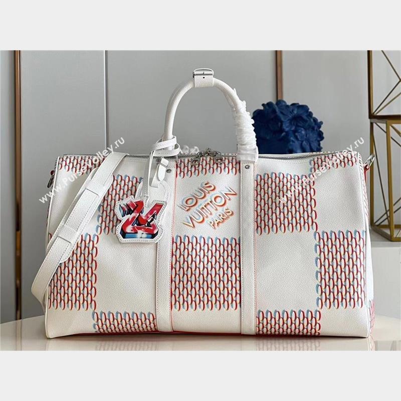 louis vuitton DAMIER SPRAY Keepall 50 M20563 2023 (kiki-230928-24)