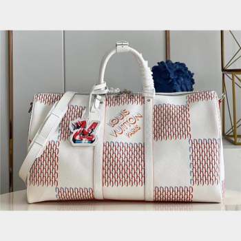 louis vuitton DAMIER SPRAY Keepall 50 M20563 2023 (kiki-230928-24)