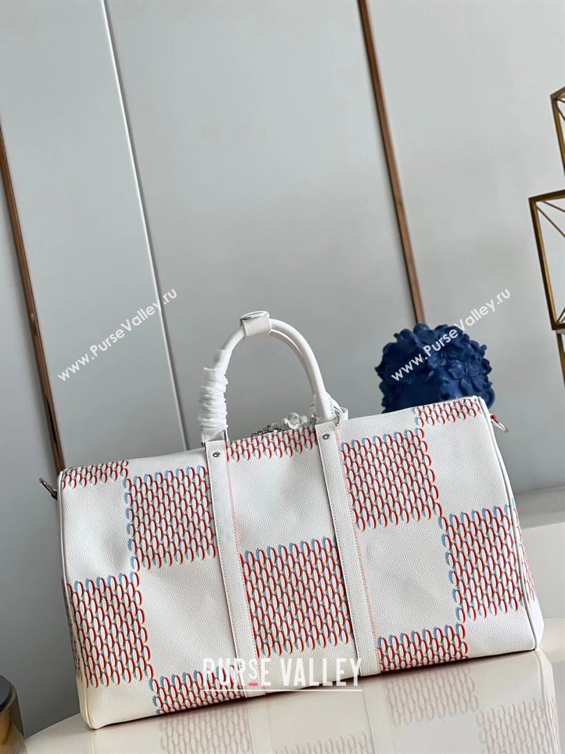 louis vuitton DAMIER SPRAY Keepall 50 M20563 2023 (kiki-230928-24)
