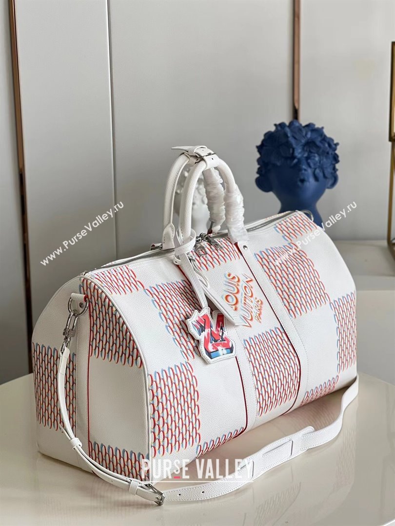 louis vuitton DAMIER SPRAY Keepall 50 M20563 2023 (kiki-230928-24)