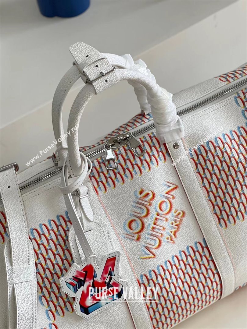 louis vuitton DAMIER SPRAY Keepall 50 M20563 2023 (kiki-230928-24)