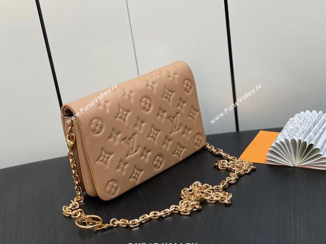Louis Vuitton Monogram-embossed Lambskin Pochette Coussin Bag M82162 (kiki-230928-25)