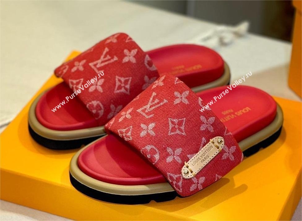 Louis Vuitton Pool Pillow Flat Comfort Mule red 2024 (modeng-240112-01)