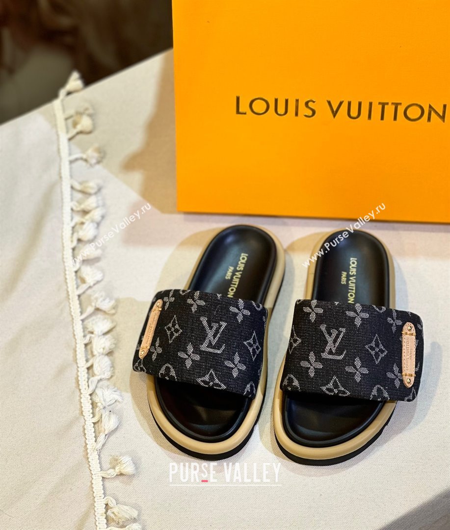 Louis Vuitton Pool Pillow Flat Comfort Mule black 2024 (modeng-240112-03)