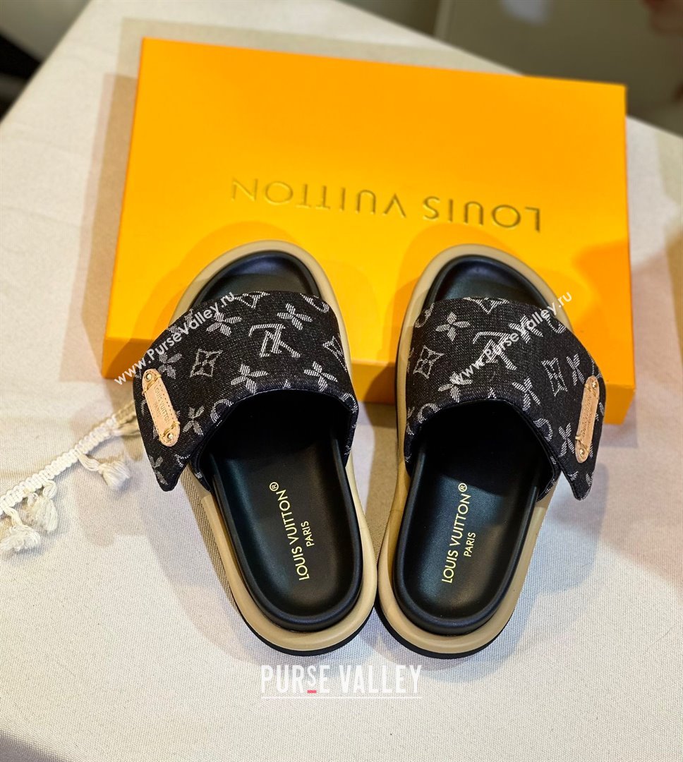 Louis Vuitton Pool Pillow Flat Comfort Mule black 2024 (modeng-240112-03)