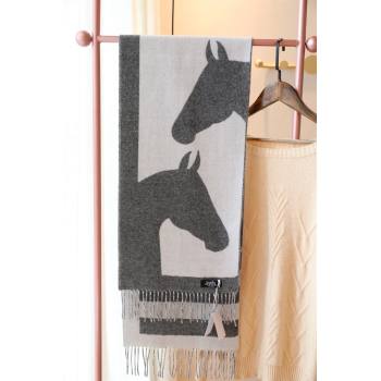 hermes horse printed cashmere scarf gray/white 2023 (wtz-2401117-02)