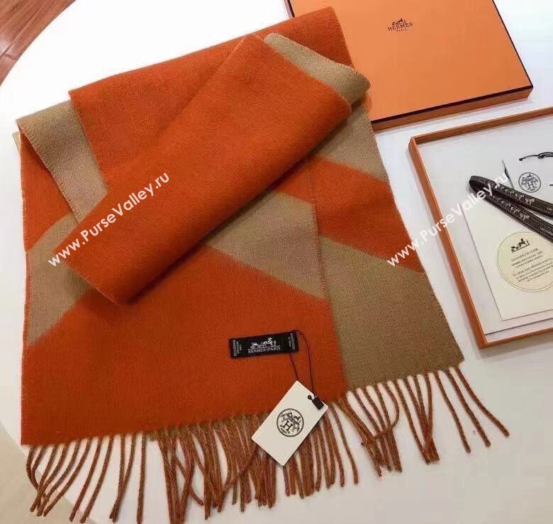 hermes multicolor wool scarf orange/camel 2023 (wtz-2401117-03)