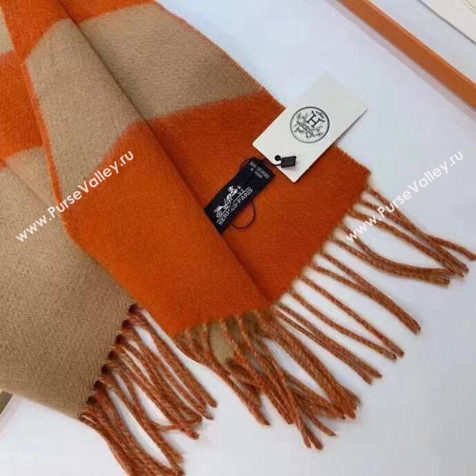 hermes multicolor wool scarf orange/camel 2023 (wtz-2401117-03)