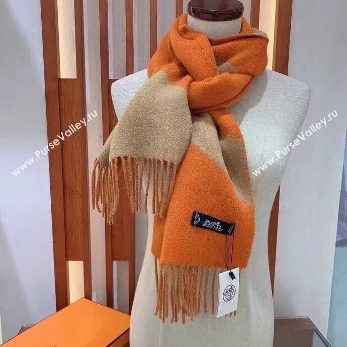 hermes multicolor wool scarf orange/camel 2023 (wtz-2401117-03)