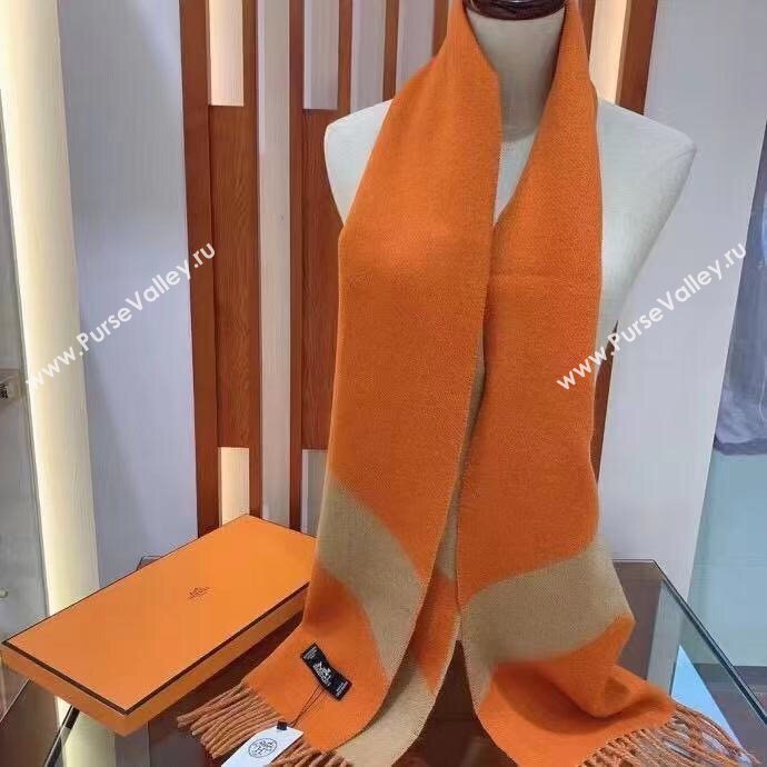 hermes multicolor wool scarf orange/camel 2023 (wtz-2401117-03)