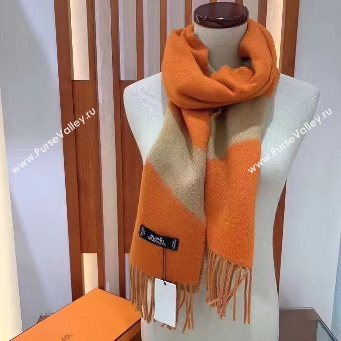 hermes multicolor wool scarf orange/camel 2023 (wtz-2401117-03)