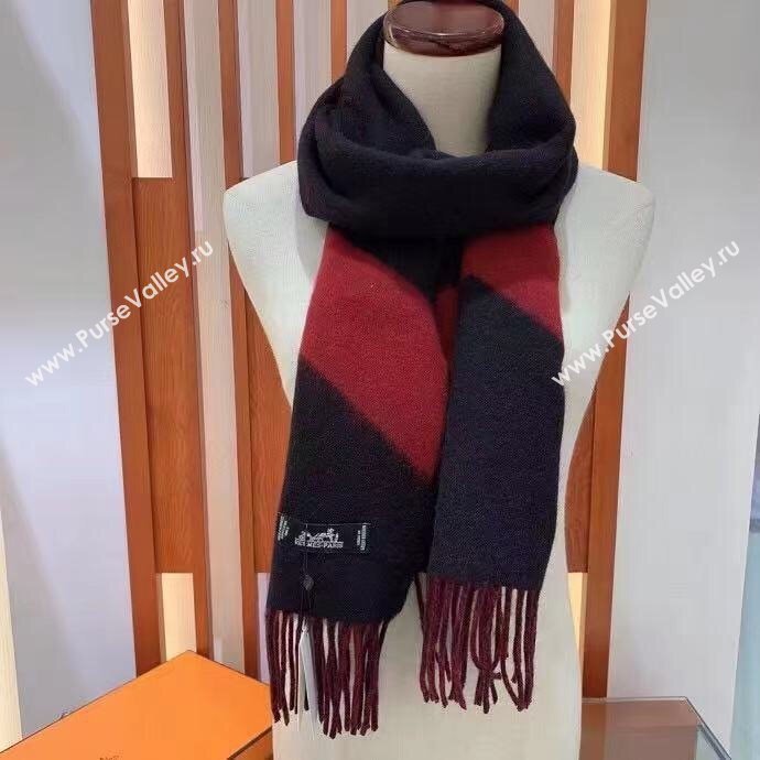hermes multicolor wool scarf black/red 2023 (wtz-2401117-04)