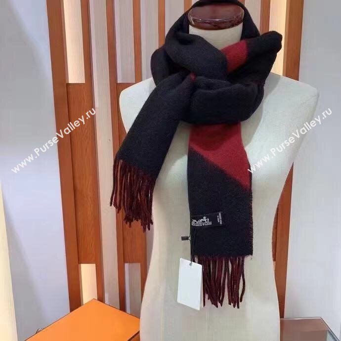 hermes multicolor wool scarf black/red 2023 (wtz-2401117-04)