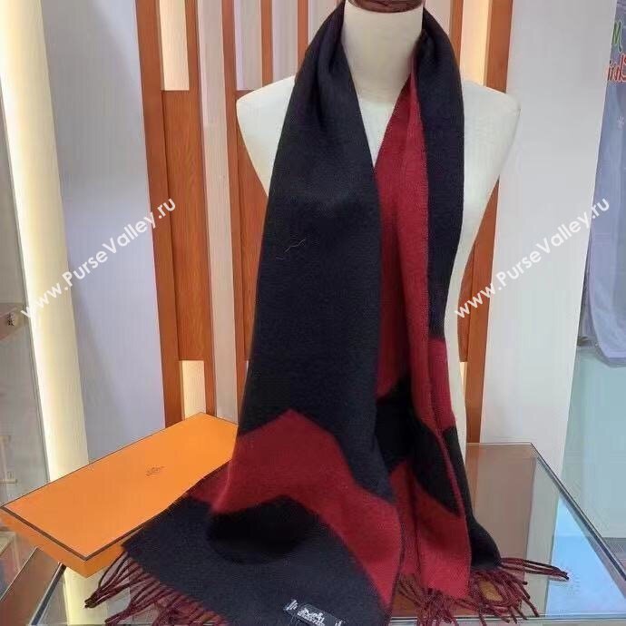 hermes multicolor wool scarf black/red 2023 (wtz-2401117-04)