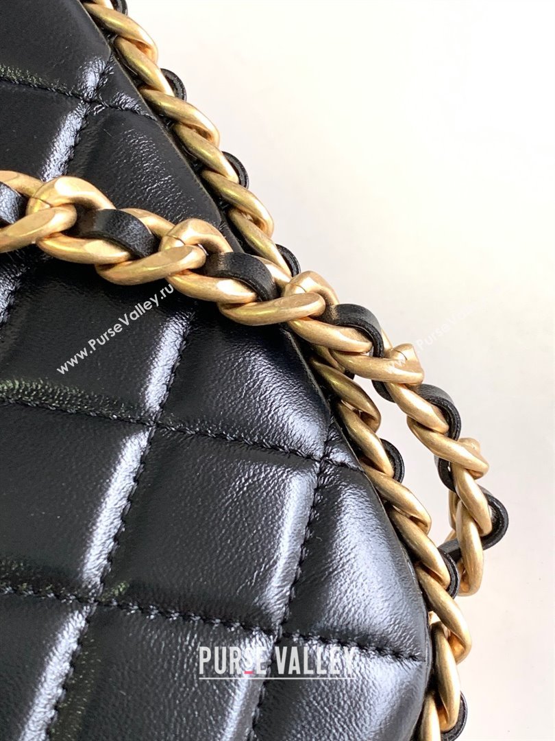 chanel black Shiny Crumpled Lambskin & Gold-Tone Metal Clutch with Chain AP3487 2023 (jiyuan-231128-09)