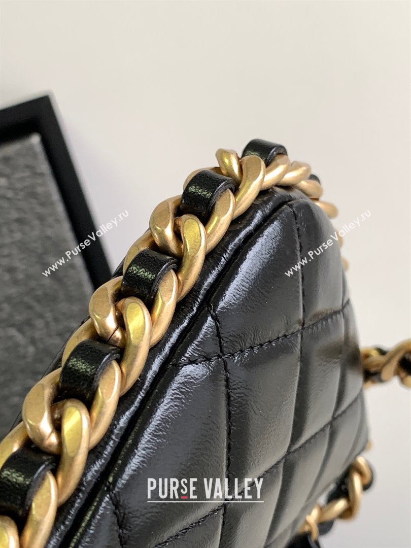 chanel black Shiny Crumpled Lambskin & Gold-Tone Metal Clutch with Chain AP3487 2023 (jiyuan-231128-09)