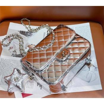 chanel Metallic Mirror Calfskin, Metallic Lambskin & Gold-Tone Metal Silver Flap Bag & Star Coin Purse AS4648 2024 (jiyu
