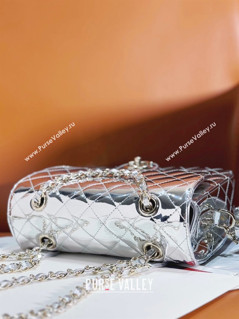 chanel Metallic Mirror Calfskin, Metallic Lambskin & Gold-Tone Metal Silver Flap Bag & Star Coin Purse AS4648 2024 (jiyu
