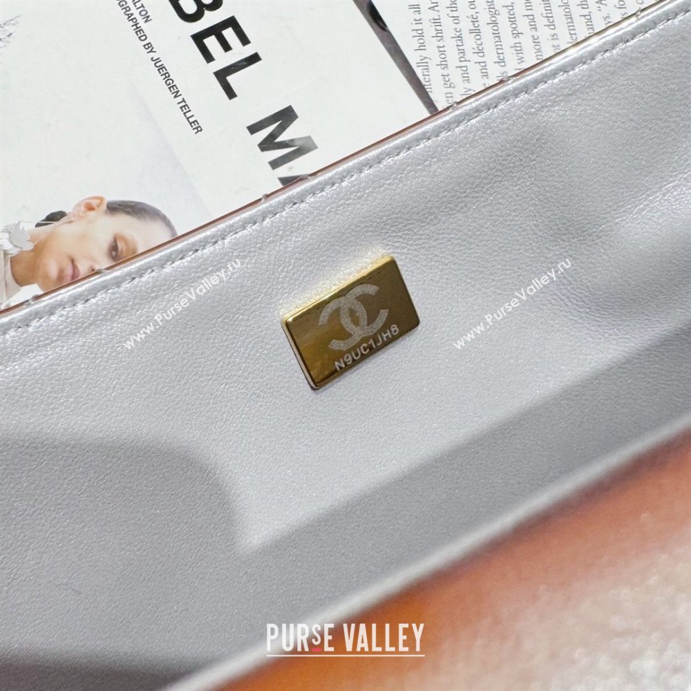 chanel Metallic Mirror Calfskin, Metallic Lambskin & Gold-Tone Metal Silver Flap Bag & Star Coin Purse AS4648 2024 (jiyu