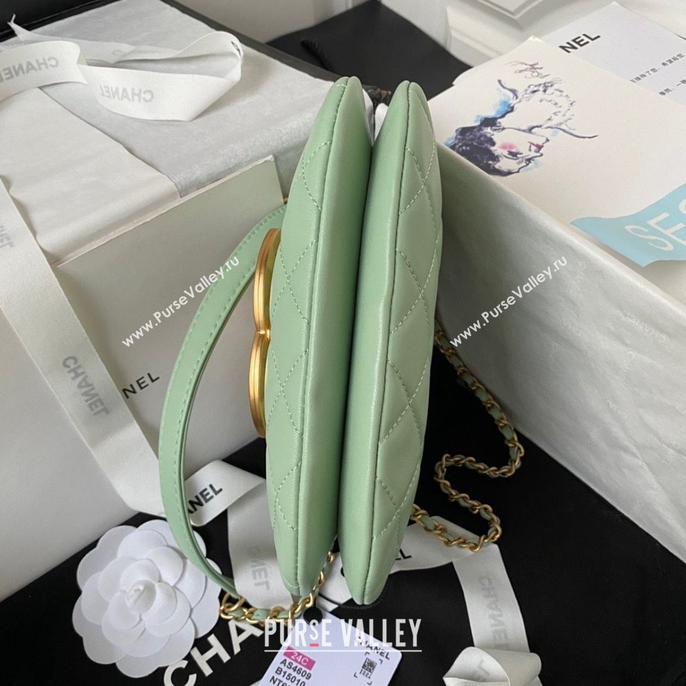 Chanel Lambskin & Gold-Tone Metal Small Messenger Bag AS4609 mint green 2024 (jiyuan-231128-04)