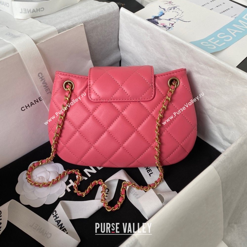 Chanel Lambskin & Gold-Tone Metal Small Messenger Bag AS4609 FUCHSIA 2024 (jiyuan-231128-05)