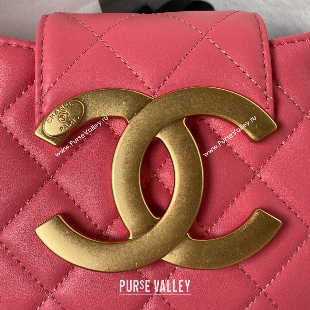 Chanel Lambskin & Gold-Tone Metal Small Messenger Bag AS4609 FUCHSIA 2024 (jiyuan-231128-05)