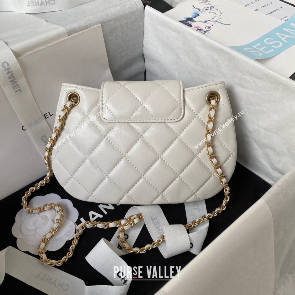 Chanel Lambskin & Gold-Tone Metal Small Messenger Bag AS4609 white 2024 (jiyuan-231128-03)