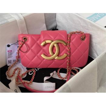 Chanel Lambskin & Gold-Tone Metal Baguette Bag AS4611 Fuchsia 2024 (jiyuan-231127-02)