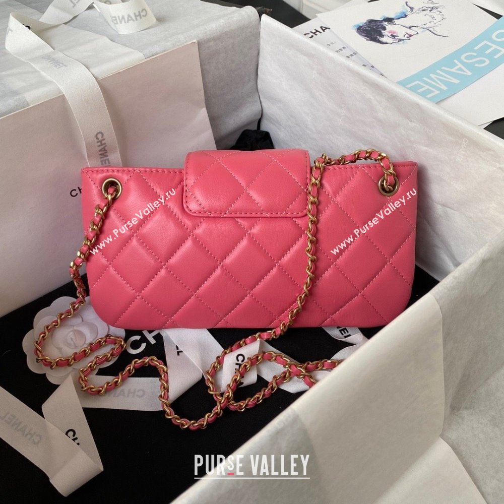 Chanel Lambskin & Gold-Tone Metal Baguette Bag AS4611 Fuchsia 2024 (jiyuan-231127-02)