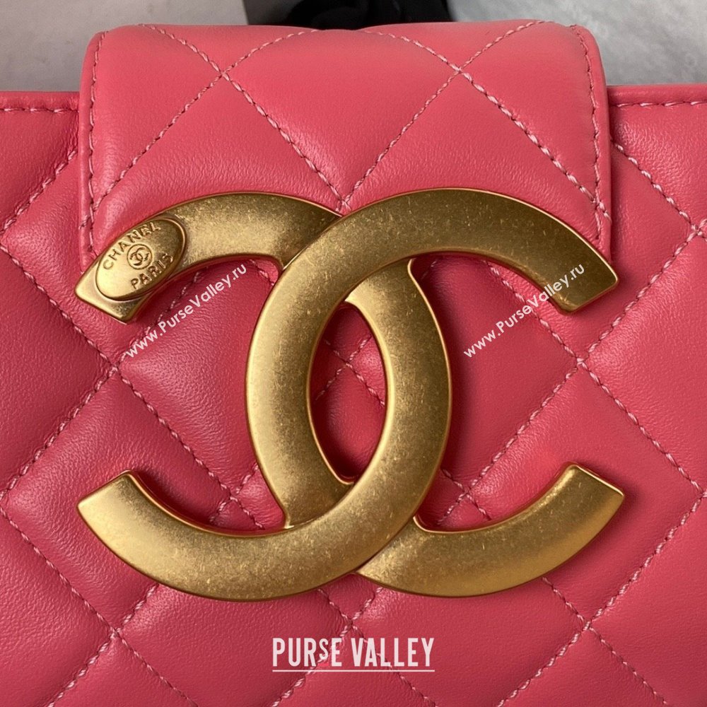 Chanel Lambskin & Gold-Tone Metal Baguette Bag AS4611 Fuchsia 2024 (jiyuan-231127-02)