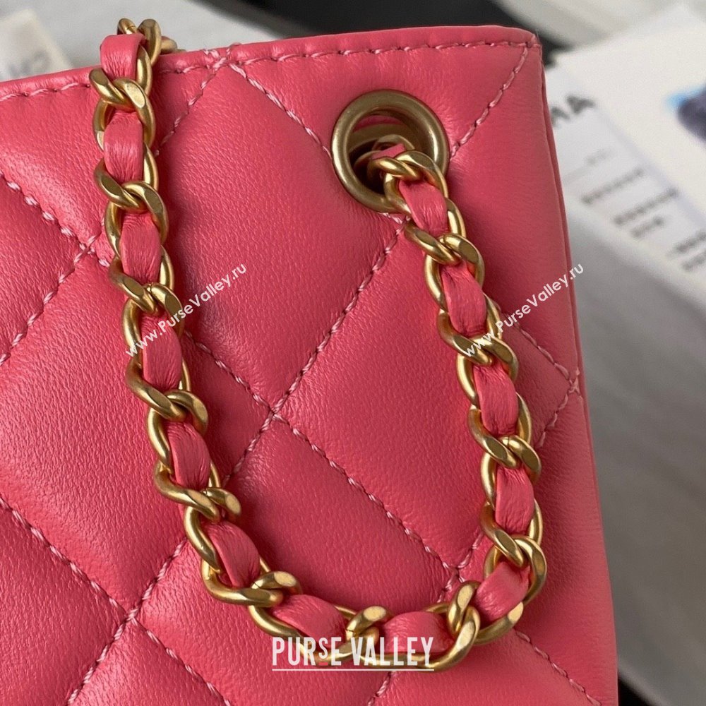 Chanel Lambskin & Gold-Tone Metal Baguette Bag AS4611 Fuchsia 2024 (jiyuan-231127-02)