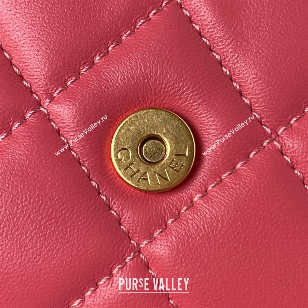 Chanel Lambskin & Gold-Tone Metal Baguette Bag AS4611 Fuchsia 2024 (jiyuan-231127-02)