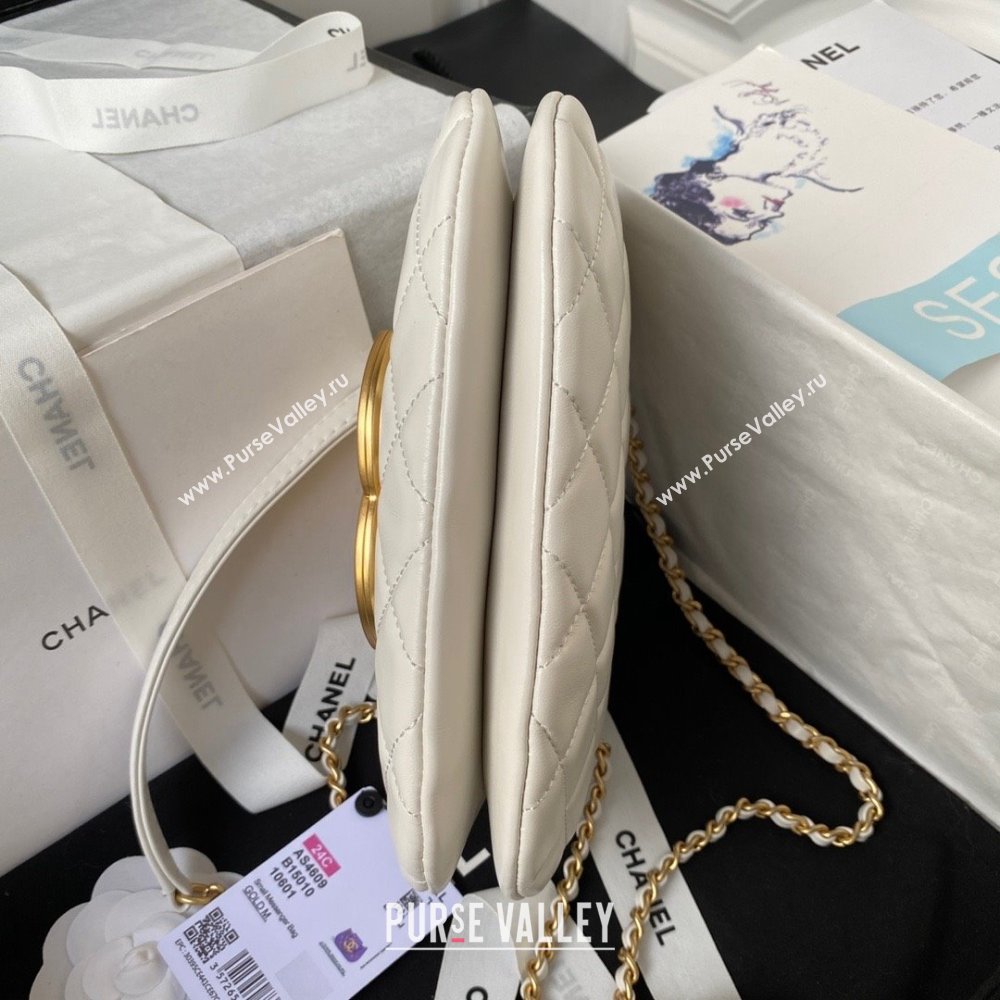 Chanel Lambskin & Gold-Tone Metal Small Messenger Bag AS4609 white 2024 (jiyuan-231128-03)