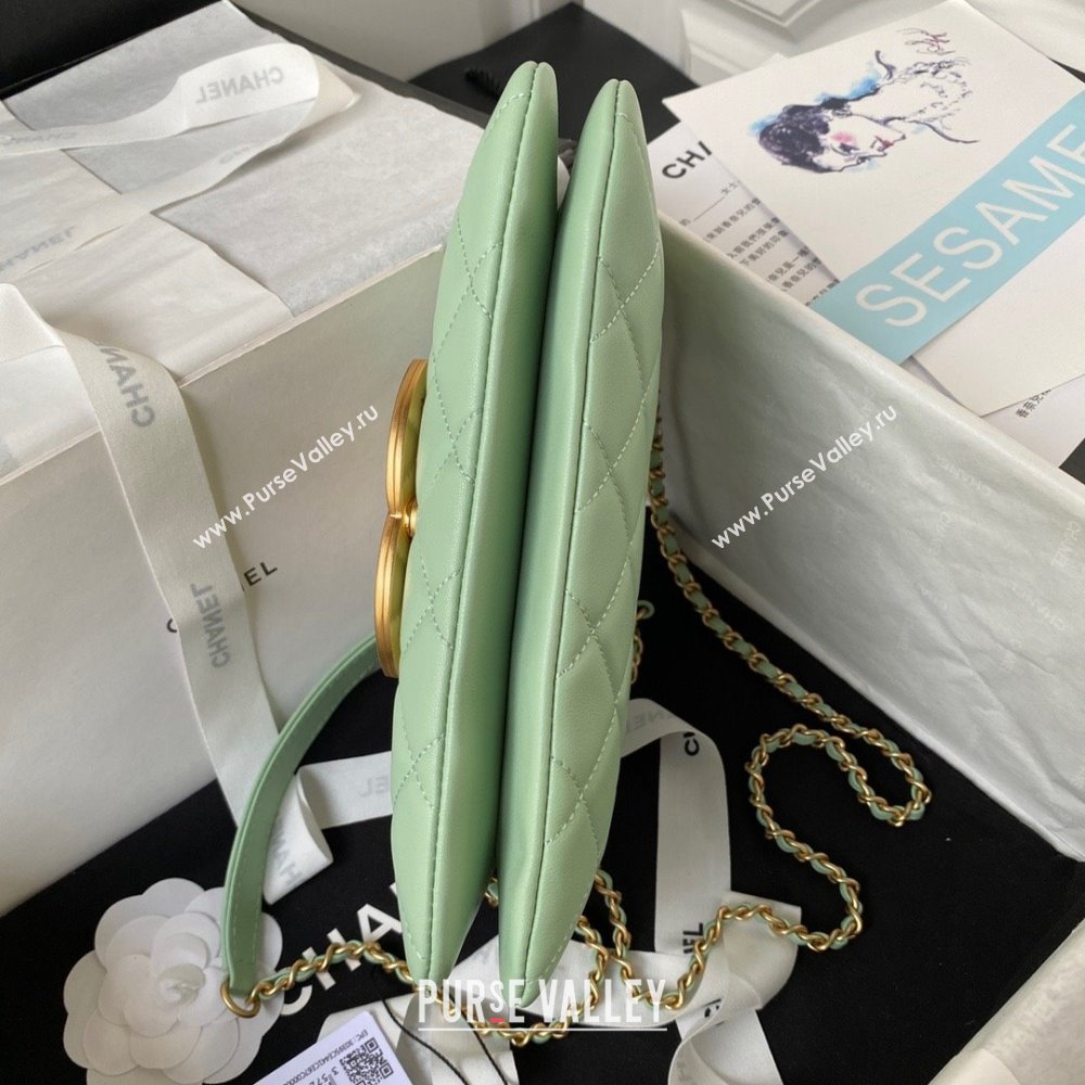 Chanel Lambskin & Gold-Tone Metal Baguette Bag AS4611 mint green 2024 (jiyuan-231128-01)