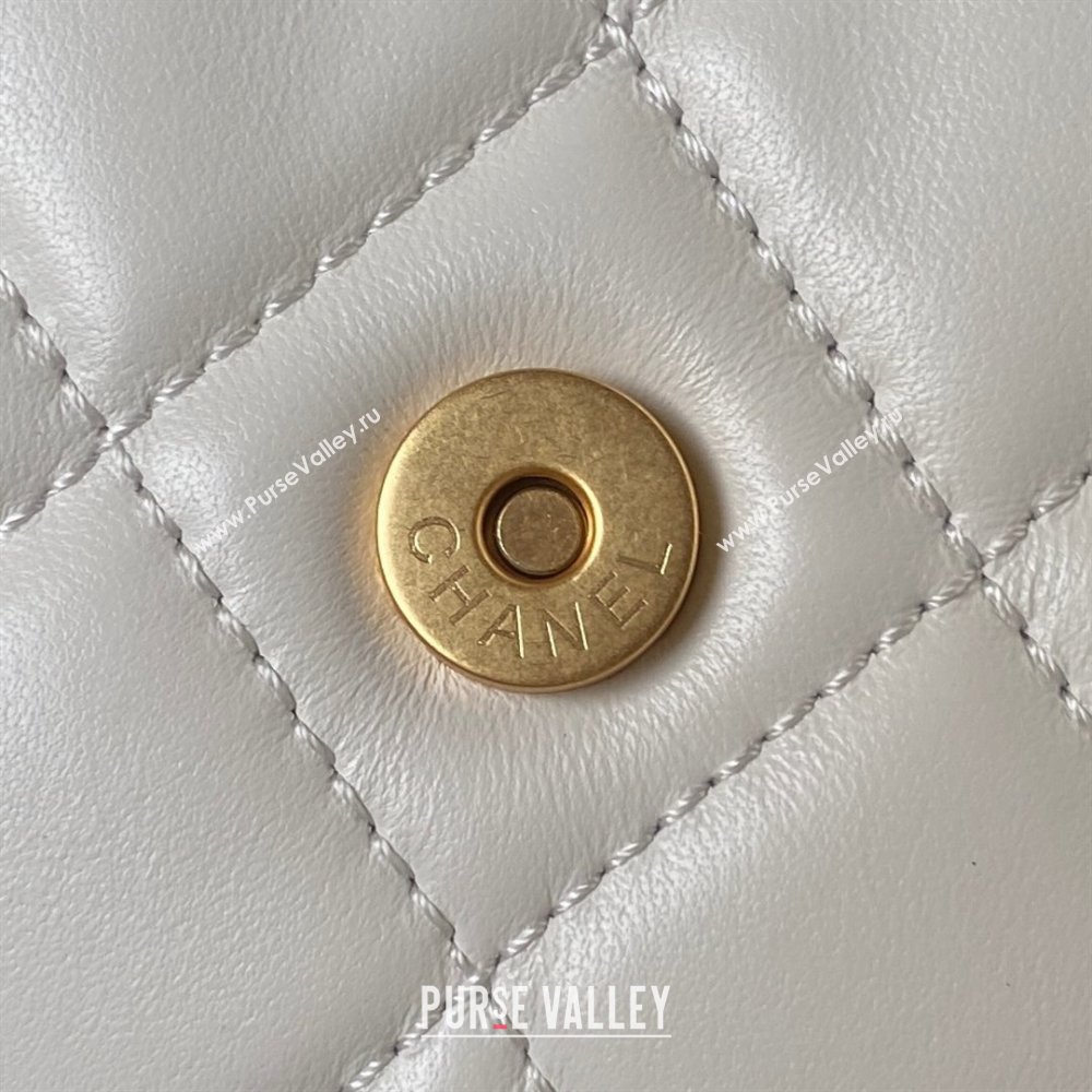 Chanel Lambskin & Gold-Tone Metal Small Messenger Bag AS4609 white 2024 (jiyuan-231128-03)