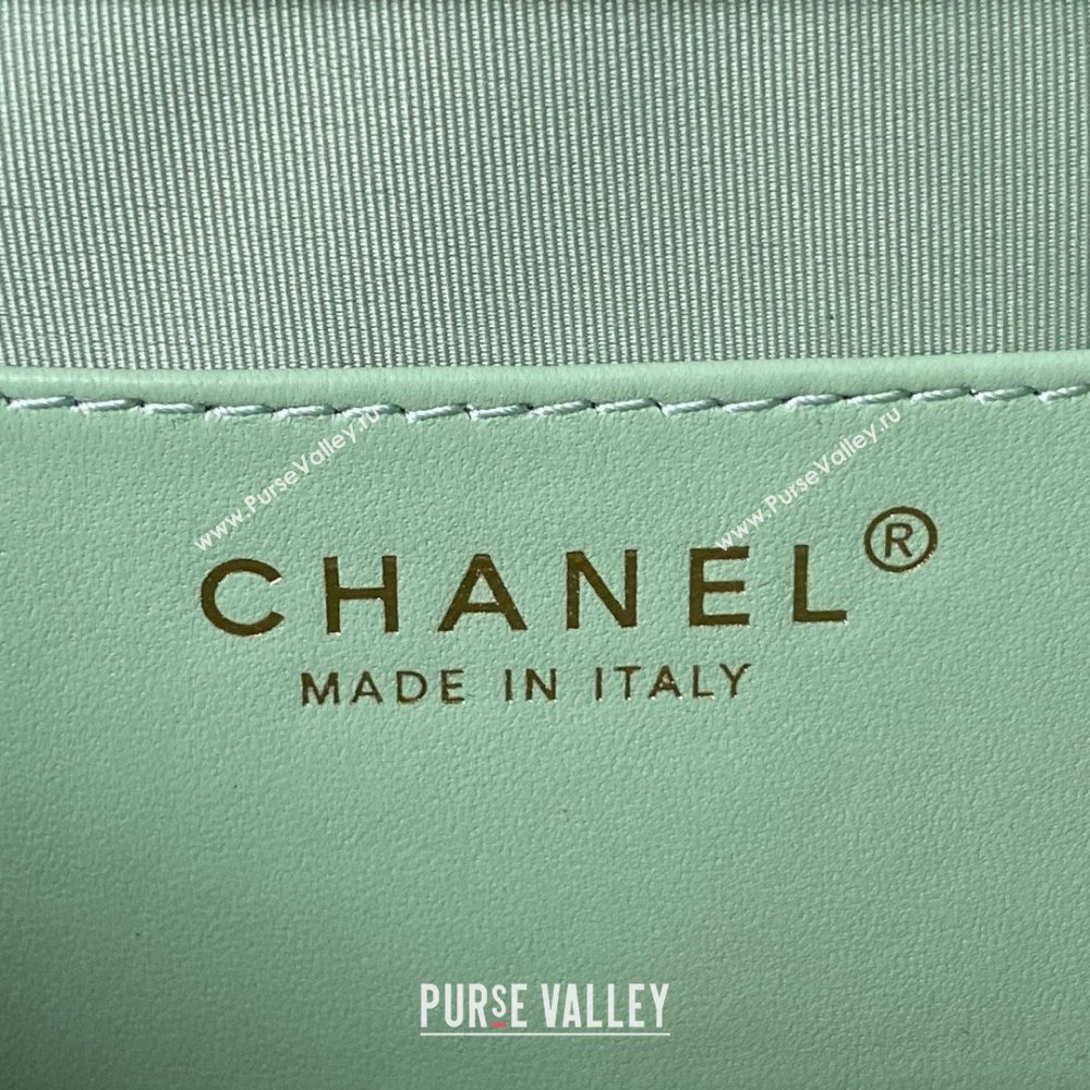 Chanel Lambskin & Gold-Tone Metal Baguette Bag AS4611 mint green 2024 (jiyuan-231128-01)