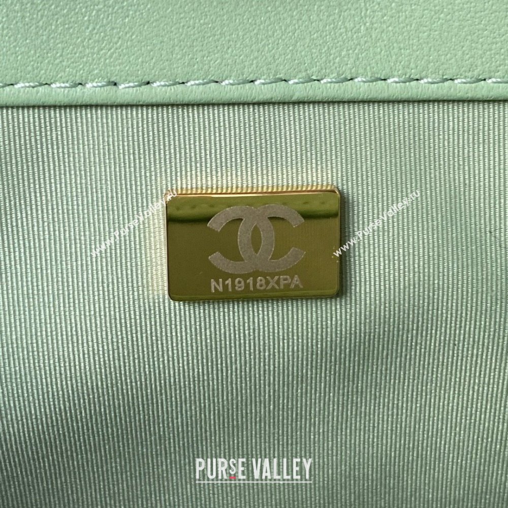 Chanel Lambskin & Gold-Tone Metal Baguette Bag AS4611 mint green 2024 (jiyuan-231128-01)