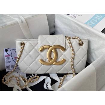 Chanel Lambskin & Gold-Tone Metal Baguette Bag AS4611 white 2024 (jiyuan-231128-02)