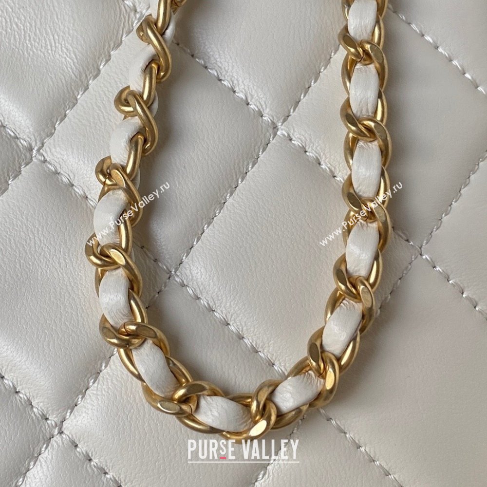 Chanel Lambskin & Gold-Tone Metal Baguette Bag AS4611 white 2024 (jiyuan-231128-02)