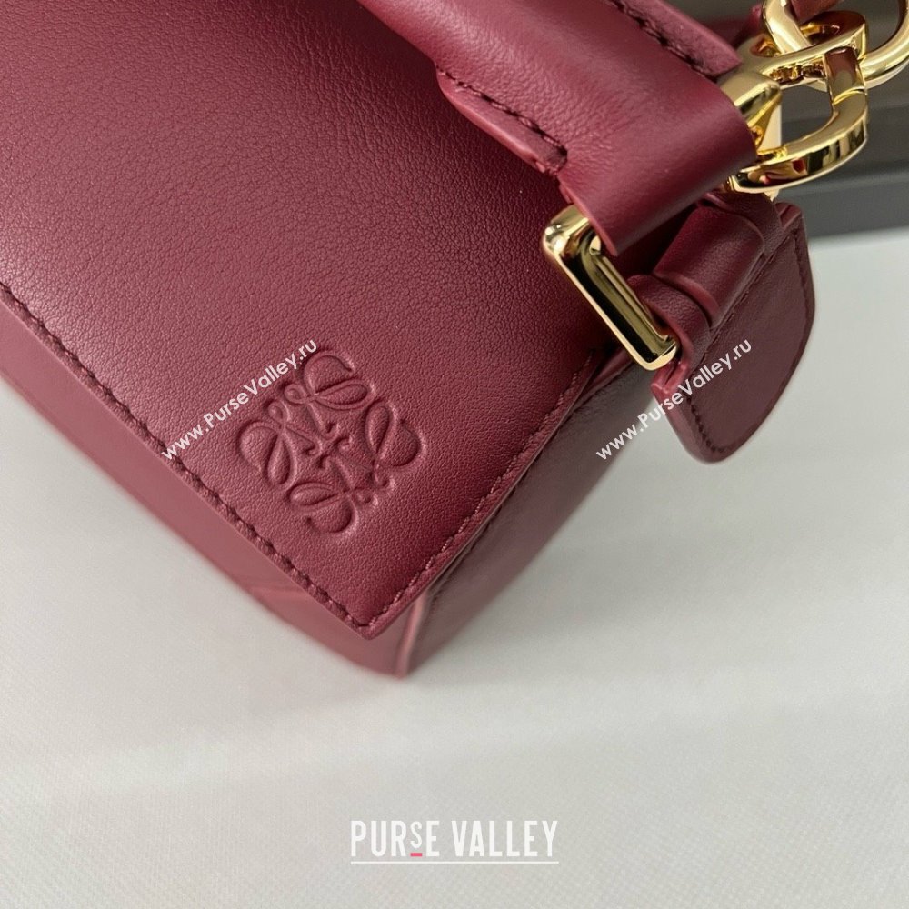 LOEWE Small Puzzle bag in in classic calfskin burgundy 2024 (yongsheng-240412-14)