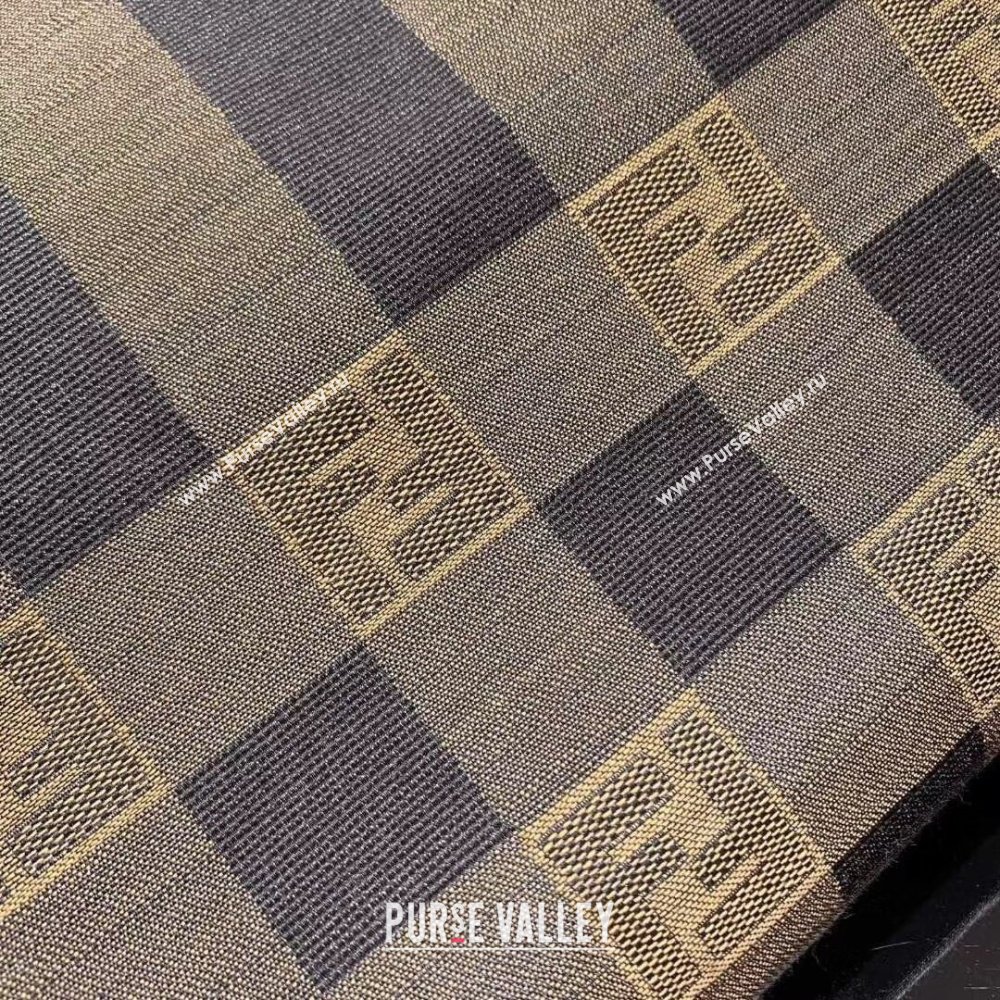 Fendi Jacquard Fabric Sunshine Shopper Tote Bag Pequin Check Brown 2020 (boxini-20042014)