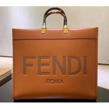 Fendi Leather Sunshine Shopper Tote Bag Brown 2020 (boxini-20042013)