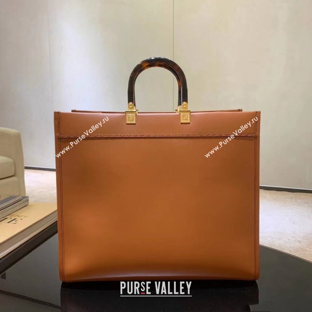 Fendi Leather Sunshine Shopper Tote Bag Brown 2020 (boxini-20042013)