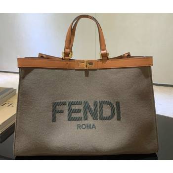 Fendi Medium Peekaboo X-Tote Shopper Bag Dark Green Canvas 2020 (boxini-20052009)