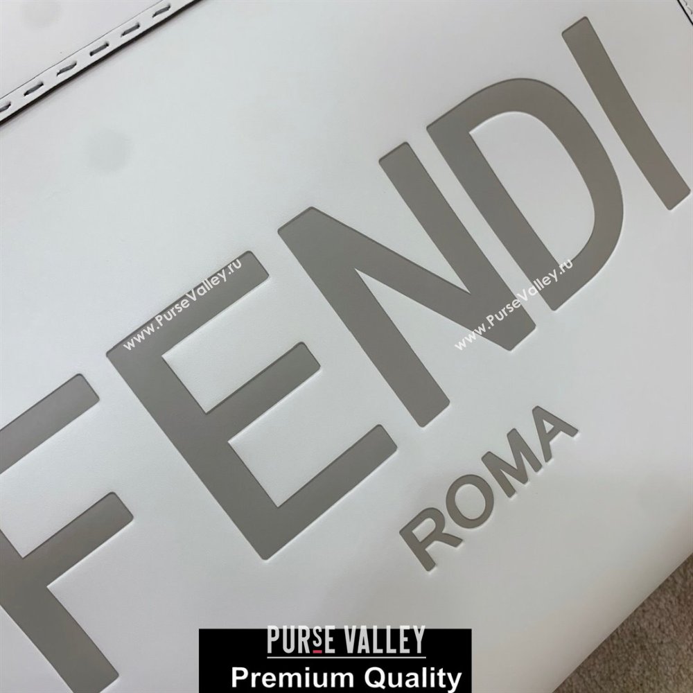 Fendi Leather Sunshine Shopper Tote Bag White 2020 (boxini-20071709)