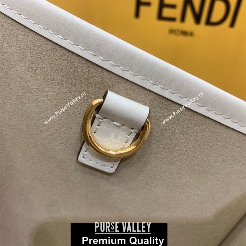 Fendi Leather Sunshine Shopper Tote Bag White 2020 (boxini-20071709)