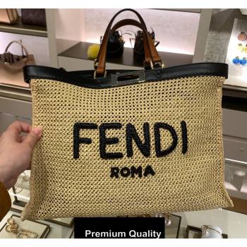 Fendi Medium Peekaboo X-Tote Shopper Bag Natural Raffia 2020 (boxini-20071713)