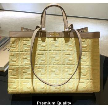 Fendi Medium Peekaboo X-Tote Shopper Bag FF Beige Raffia Canvas 2020 (boxini-20052011)