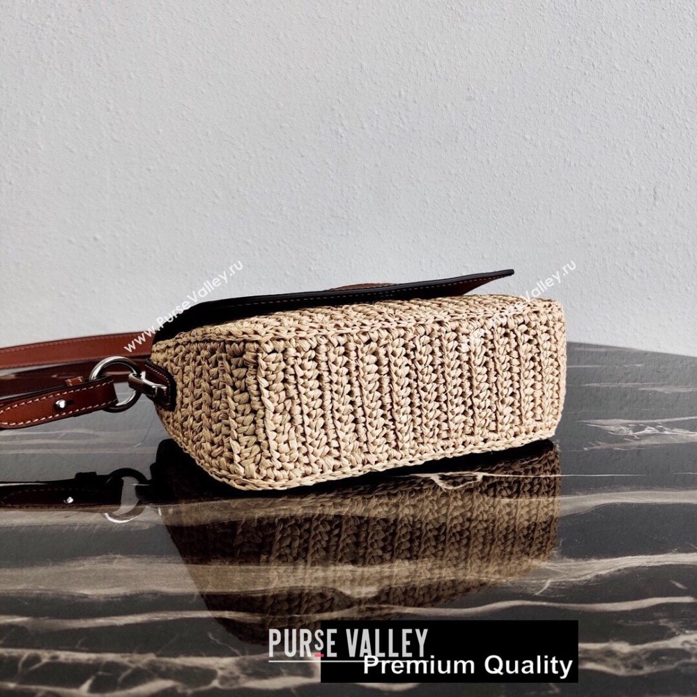 Prada Leather and Wicker Shouler Bag 1BD043 Brown 2020 (ziyin-20080407)